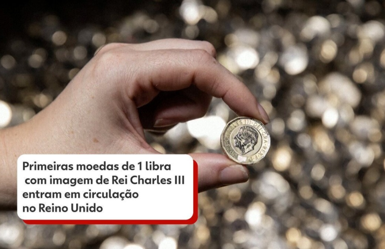 Primeiras moedas de 1 libra com imagem do Rei Charles III entram em circulação no Reino Unido