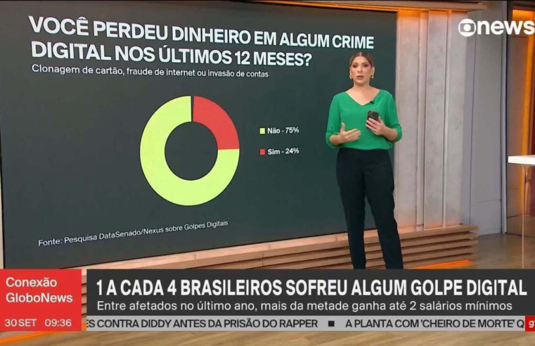 Um em cada quatro brasileiros perdeu dinheiro em golpes digitais nos últimos 12 meses, diz pesquisa