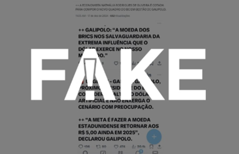 É #FAKE que futuro presidente do Banco Central disse que considera 'artificial' a alta do dólar
